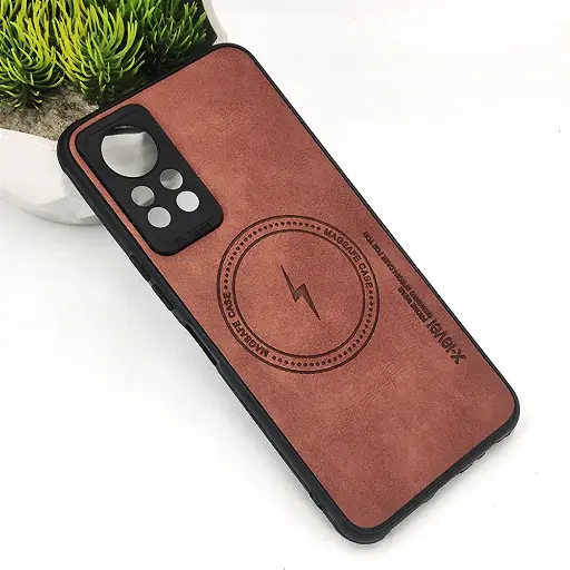 [PO18BINOT11-2-13] Infinix Note 12 G88|Note 11 Magsafe Logo X-Level Luxuary Leather Back Case (Brown)