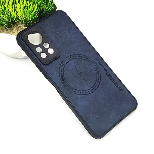 [PO18BINOT11-2-17] Infinix Note 12 G88|Note 11 Magsafe Logo X-Level Luxuary Leather Back Case (Navy Blue)