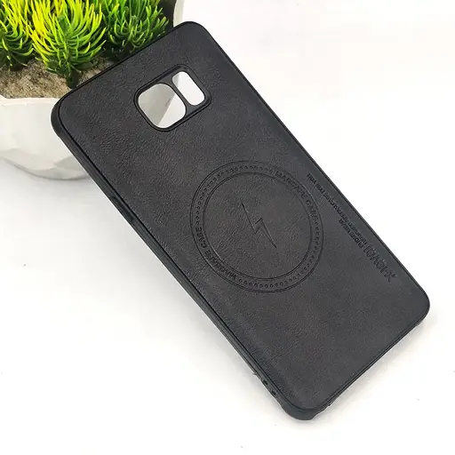 [PO18BSNOT5-2-2] Samsung Galaxy Note 5 Magsafe Logo X-Level Luxuary Leather Back Case (Black)