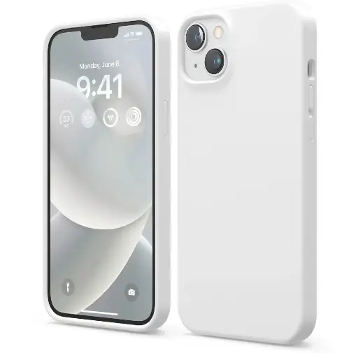 [PO23BIP15PL-1-1] iPhone 15 Plus|iPhone 14 Plus Original Official Soft Silicone Back Case (White)