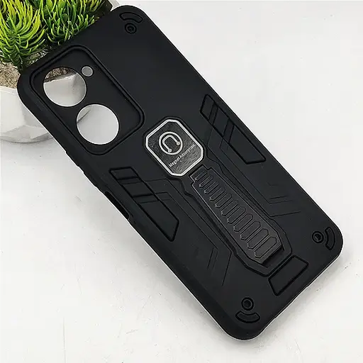 [PO39BVIY18-2-2] Vivo Y18|Y18e|Y03|Y03T Armour With Stand Back Case (Black) 