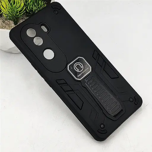 [PO39BVIV40E 5G-2-2] Vivo V40E 5G Armour With Stand Back Case (Black) 