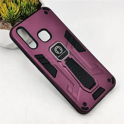 [PO39BVIY19-2-21] Vivo Y19 Armour With Stand Back Case (Maroon) 