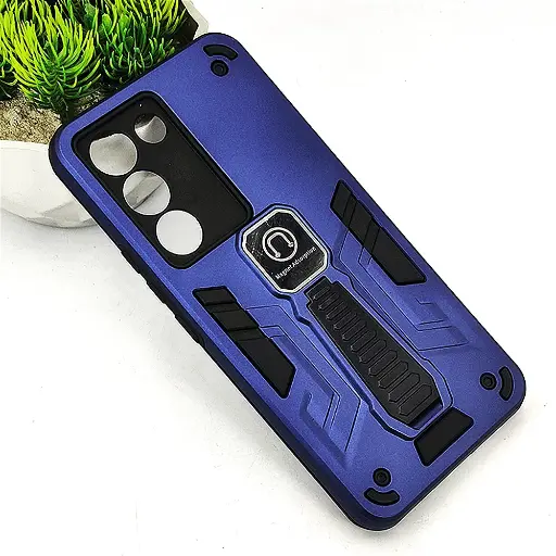 [PO39BVIY100-2-17] Vivo Y100 4G Armour With Stand Back Case (Navy Blue)