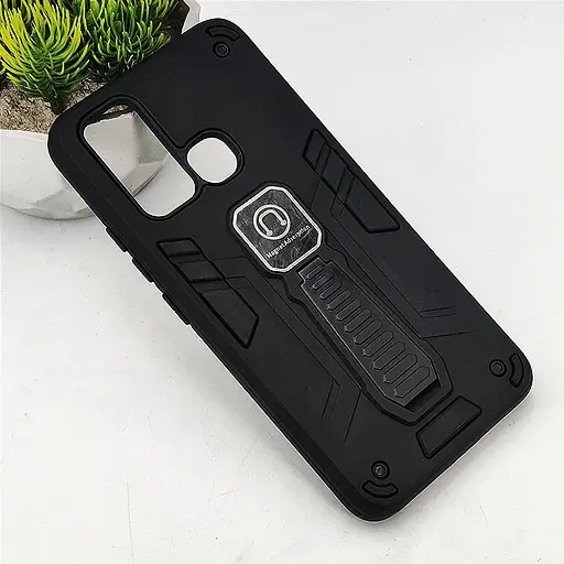 [PO39BVIY30-2-2] Vivo Y30/Y50 Armour With Stand Back Case (Black)