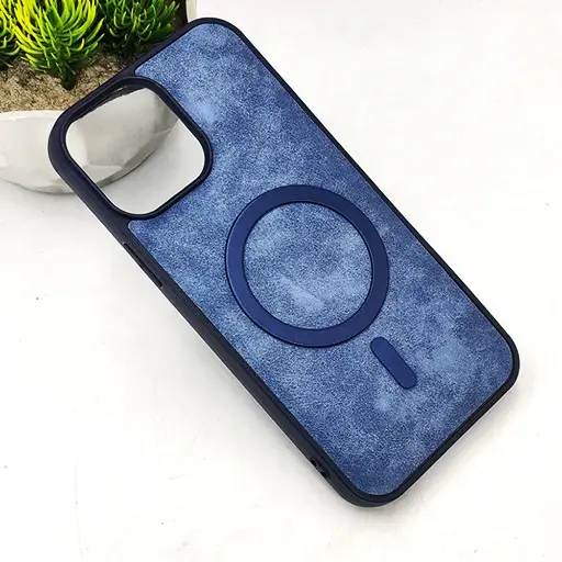 [PO32BIP13PMAX-7-17] iPhone 13 Pro Max Luxuary PU Leather Magsafe Magnetic Back Case (Navy Blue)