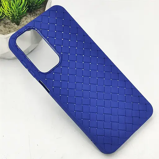 [PO14BSA16-52-17] Samsung Galaxy A16 5G  Woven With Leather Feel Soft Silicone Back Case (Navy Blue) 