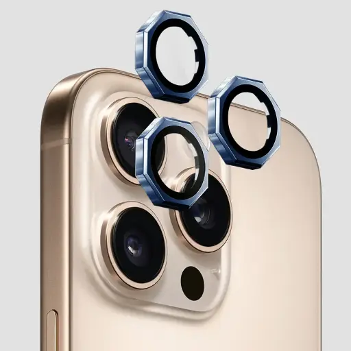 [PL14IP13PMX-9-16] iPhone 13 Pro Max|iPhone 13 Pro AR/AF Octagonal Camera Lens Protection Ring (Sierra Blue) 