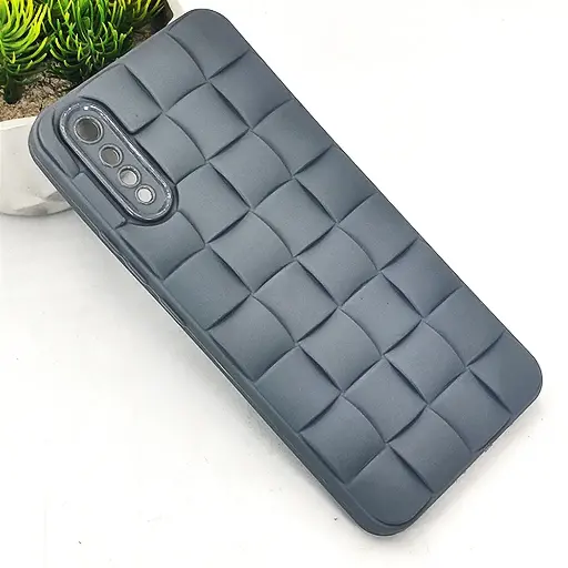 [PO14BVIS1-24-9] Vivo S1|V17 Neo|Y7s|Z5 3D Cube Waves Puffer Soft Silicone Back Case (Gray)