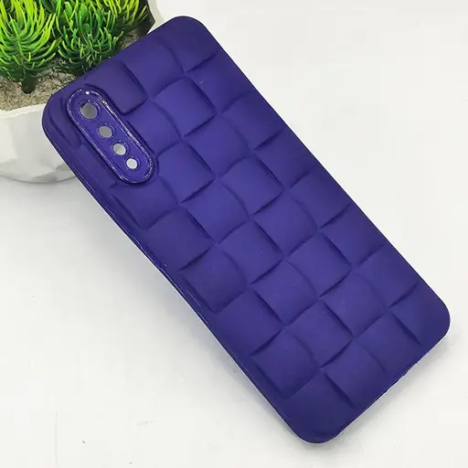 [PO14BVIS1-24-12] Vivo S1|V17 Neo|Y7s|Z5 3D Cube Waves Puffer Soft Silicone Back Case (Purple)