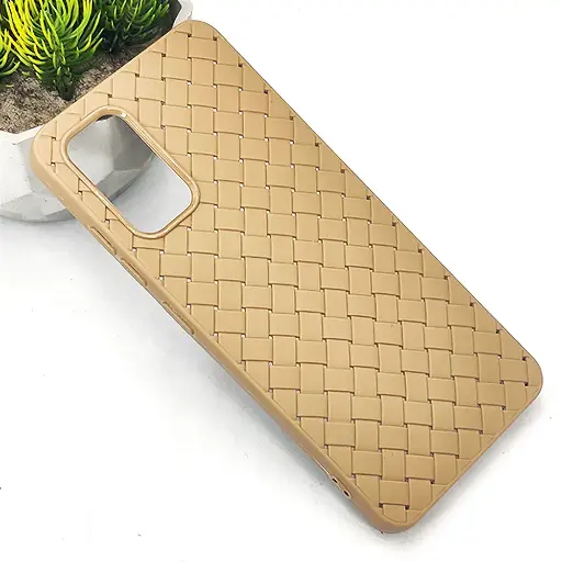 [PO14BSA32-52-42] Samsung Galaxy A32 4G  Woven With Leather Feel Soft Silicone Back Case (Dessert Titanium)