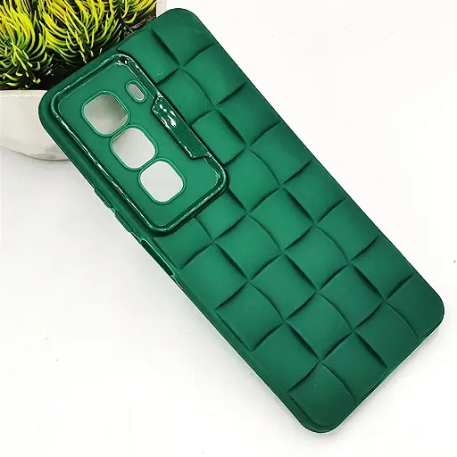 [PO14BIHOT50PR-24-11] Infinix Hot 50 Pro 3D Cube Waves Puffer Soft Silicone Back Case (Green)
