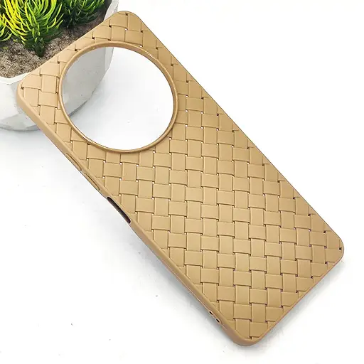 [PO14BMIA3-52-42] Xiaomi Redmi A3 4G  Woven With Leather Feel Soft Silicone Back Case (Dessert Titanium)