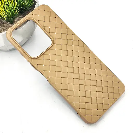 [PO14BMI13-52-42] Xiaomi Redmi 13  Woven With Leather Feel Soft Silicone Back Case (Dessert Titanium) 