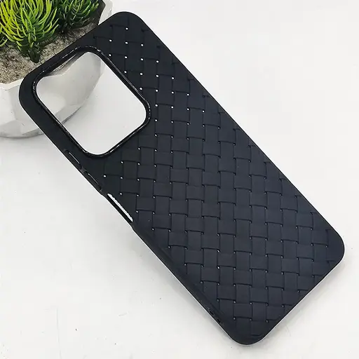 [PO14BMI13-52-2] Xiaomi Redmi 13  Woven With Leather Feel Soft Silicone Back Case (Black)