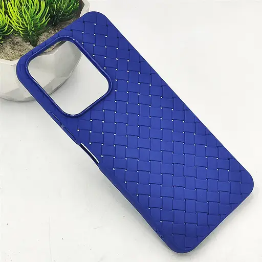 [PO14BMI13-52-17] Xiaomi Redmi 13  Woven With Leather Feel Soft Silicone Back Case (Navy Blue)