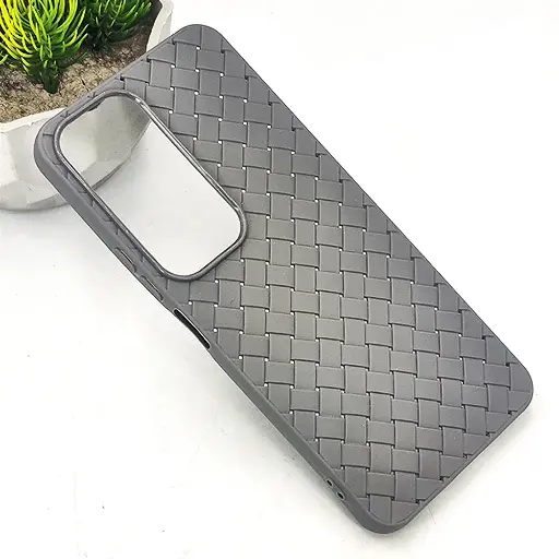 [PO14BVIY19S-52-36] Vivo Y19S Woven With Leather Feel Soft Silicone Back Case (Natural Titanium)