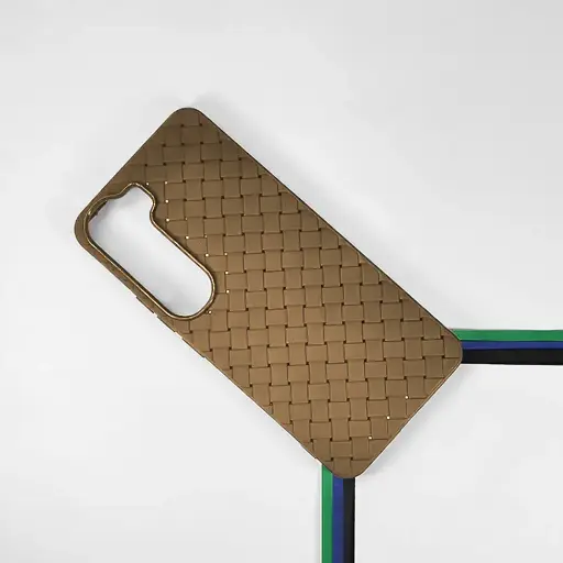[PO14BVIY200-52-42] Vivo Y200 4G|V40 Lite|Y300 5G Woven With Leather Feel Soft Silicone Back Case (Desert Titanium)