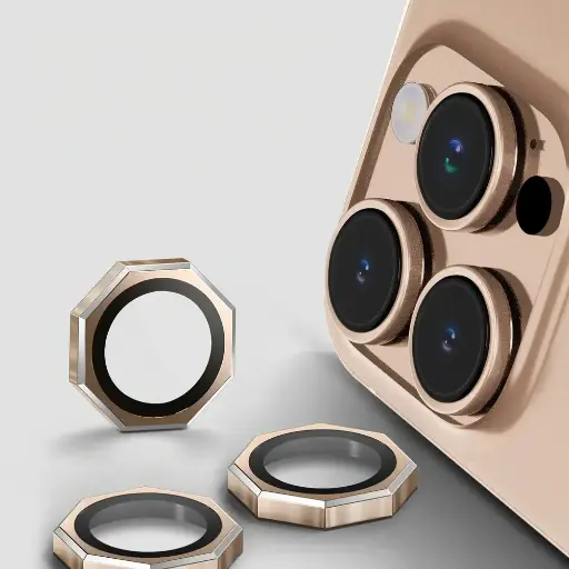 [PL14IP16PMX-9-42] iPhone 16 Pro Max|iPhone 16 Pro AR/AF Octagonal Camera Lens Protection Ring (Dessert Titanium)