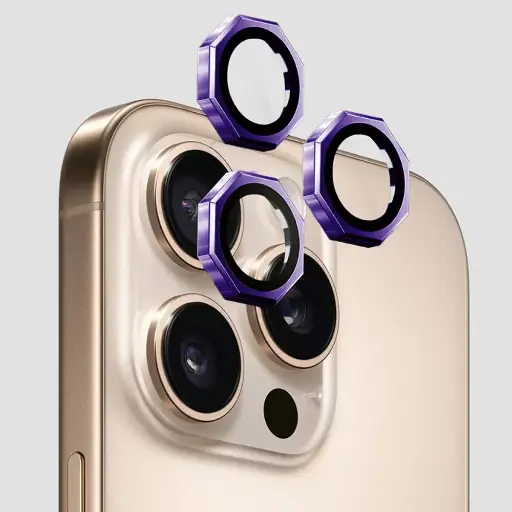 [PL14IP14PMX-9-12] iPhone 14 Pro Max|iPhone 14 Pro AR/AF Octagonal Camera Lens Protection Ring (Purple)