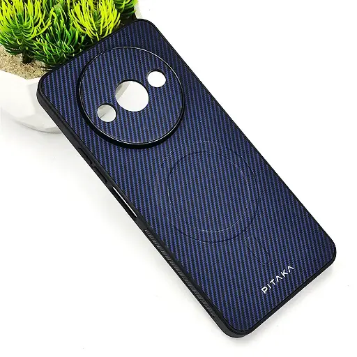 [PO4BMIA3-13-17] Xiaomi Redmi A3/A3X PITAKA Carbon Fiber With Wireless Magsafe Back Case (Navy Blue)
