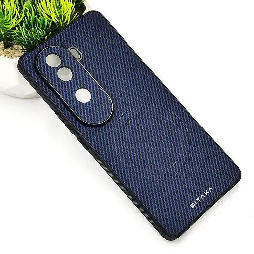[PO4BVIV40E-13-17] Vivo V40E 5G PITAKA Carbon Fiber With Wireless Magsafe Back Case (Navy Blue)
