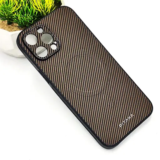[PO4BIP12PMAX-13-34] iPhone 12 Pro Max PITAKA Carbon Fiber With Wireless Magsafe Back Case (Dark Brown)