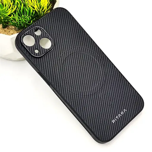 [PO4BIP13-13-9] iPhone 13 PITAKA Carbon Fiber With Wireless Magsafe Back Case (Gray)
