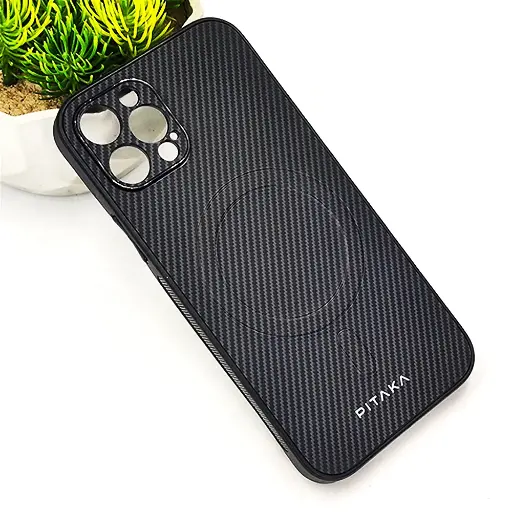 [PO4BIP12PR-13-9] iPhone 12 Pro PITAKA Carbon Fiber With Wireless Magsafe Back Case (Gray)