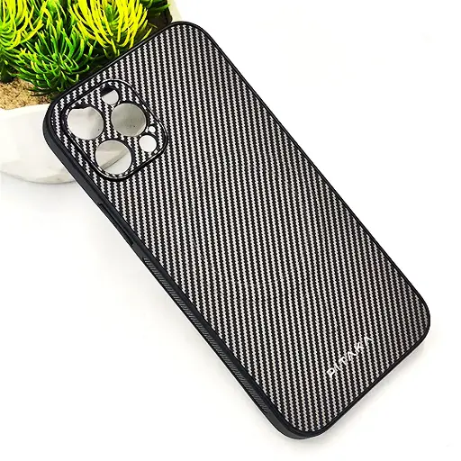[PO4BIP12PR-13-35] iPhone 12 Pro PITAKA Carbon Fiber With Wireless Magsafe Back Case (Titanium)