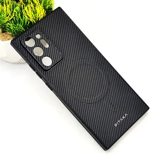 [PO4BSNOT20U-13-9] Samsung Galaxy Note 20 Ultra PITAKA Carbon Fiber With Wireless Magsafe Back Case (Gray)