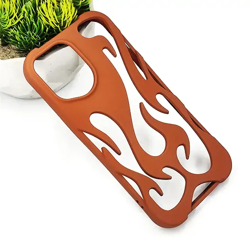 [PO38BIP13-13-13] iPhone 13| iPhone 14| iPhone 15 FlameFlex Metal Feel Flexible Shock Proof Case (Brown)