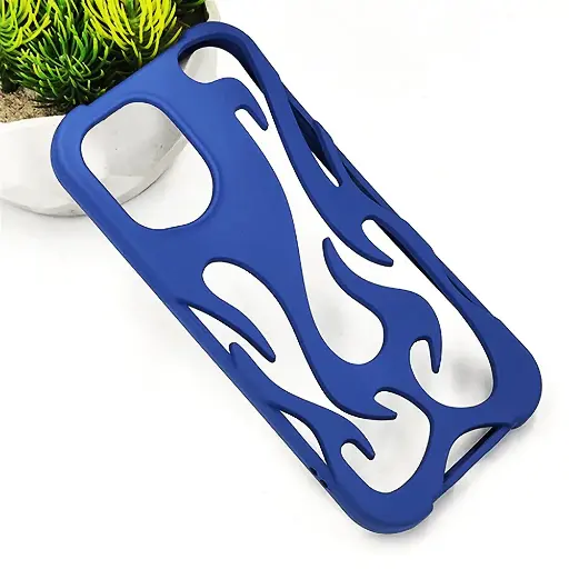 [PO38BIP13-13-17] iPhone 13| iPhone 14| iPhone 15 FlameFlex Metal Feel Flexible Shock Proof Case (Navy Blue)