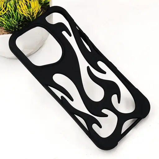 [PO38BIP15PMAX-13-2] iPhone 15 Pro Max FlameFlex Metal Feel Flexible Shock Proof Case (Black)
