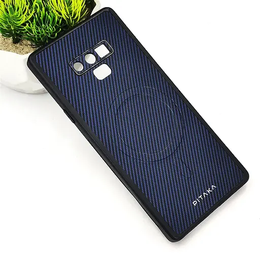 [PO4BSNOT9-13-17] Samsung Galaxy Note 9 PITAKA Carbon Fiber With Wireless Magsafe Back Case (Navy Blue)