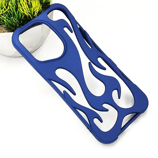 [PO38BIP15PMAX-13-17] iPhone 15 Pro Max FlameFlex Metal Feel Flexible Shock Proof Case (Navy Blue)