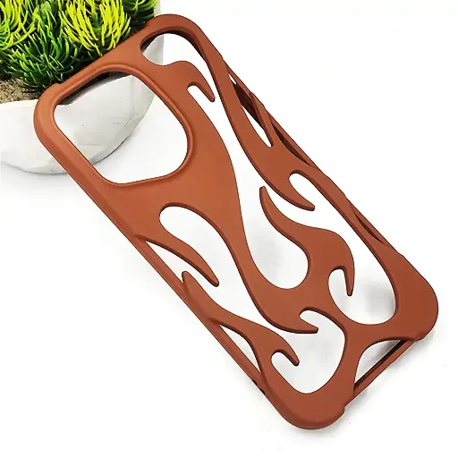 [PO38BIP15PMAX-13-13] iPhone 15 Pro Max FlameFlex Metal Feel Flexible Shock Proof Case (Brown)