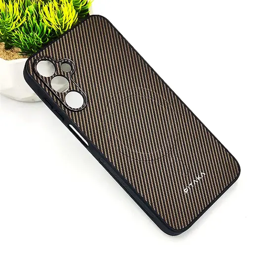 [PO4BSA55-13-34] Samsung Galaxy A55 5G PITAKA Carbon Fiber With Wireless Magsafe Back Case (Dark Brown)