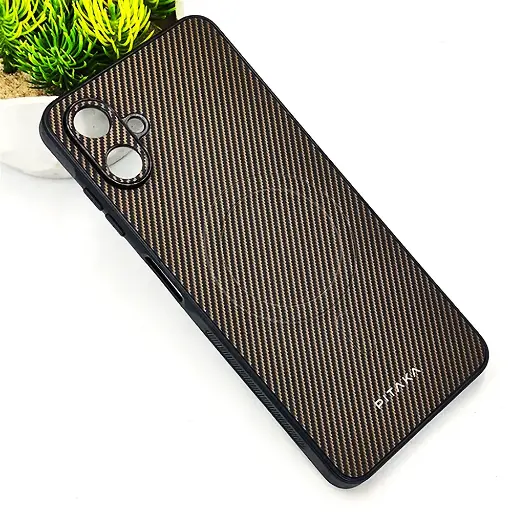 [PO4BSA06-13-34] Samsung Galaxy A06 Carbon Fiber With Wireless Magsafe Back Case (Dark Brown)