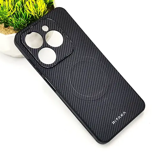 [PO4BISMRT8-13-9] Infinix Hot 40i|Smart 8|Smart 8 Pro |Tecno Pop 8|Spark 20C|Spark 20 PITAKA Carbon Fiber With Wireless Magsafe Back Case (Gray)
