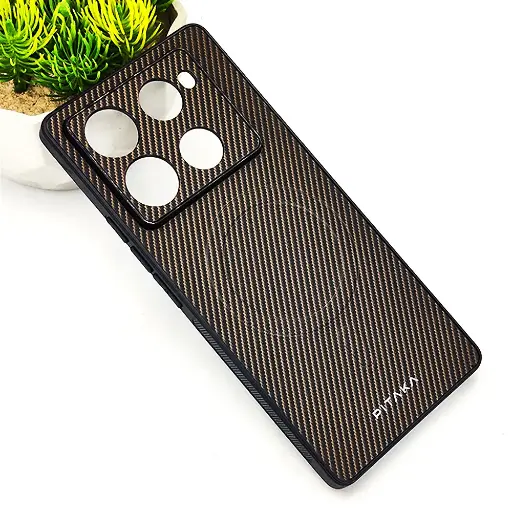 [PO4BINOT40PR-13-34] Infinix Note 40 Pro 4G PITAKA Carbon Fiber With Wireless Magsafe Back Case (Dark Brown)