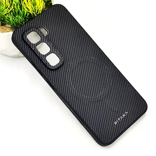 [PO4BIHOT50PRPL-13-9] Infinix Hot 50 Pro Plus PITAKA Carbon Fiber With Wireless Magsafe Back Case (Gray)