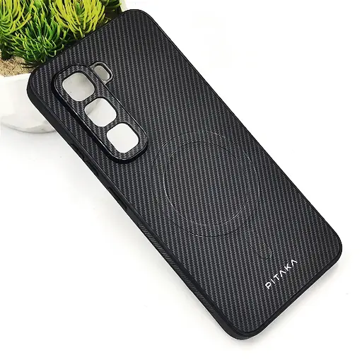 [PO4BIHOT50PRPL-13-35] Infinix Hot 50 Pro Plus PITAKA Carbon Fiber With Wireless Magsafe Back Case (Titanium)
