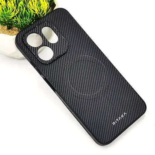 [PO4BIHOT50i-13-9] Infinix HOT 50i|Smart 9|Smart 9 HD PITAKA Carbon Fiber With Wireless Magsafe Back Case (Gray)