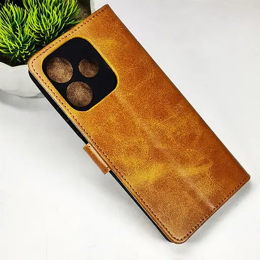 [PO42FBOA5PR-4-5] Oppo A5 Pro NMT Premium Luxuary Leather Book Case (Golden)