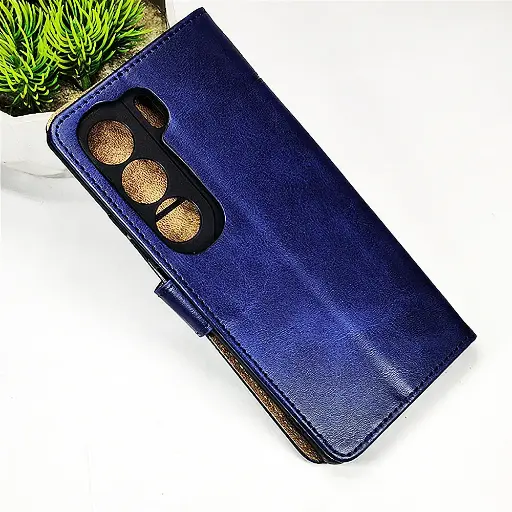 [PO42FBTCMN40PR-4-17] Tecno Camon 40 Pro 4G NMT Premium Luxuary Leather Book Case (Navy Blue)
