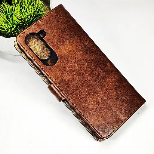 [PO42FBVIY04-4-34] Vivo Y04/Y29S NMT Premium Luxuary Leather Book Case (Dark Brown)
