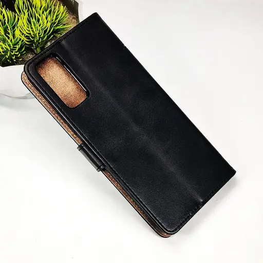 [PO42FBVIY20-4-2] Vivo Y20/Y12S/Y12A/Y20S/Y20I NMT Premium Luxuary Leather Book Case (Black)