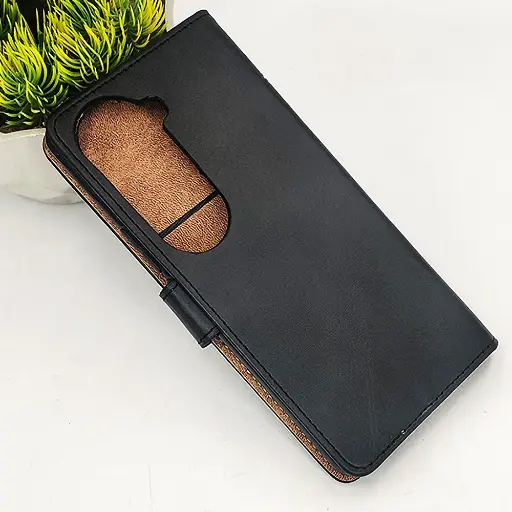 [PO42FBVIV40E-4-2] Vivo V40E 5G NMT Premium Luxuary Leather Book Case (Black)