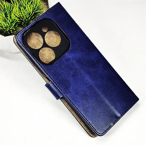 [PO42FBISMRT8-4-17] Infinix Hot 40i|Smart 8|Smart 8 Pro |Tecno Pop 8|Spark 20C|Spark 20 NMT Premium Luxuary Leather Book Case (Navy Blue)